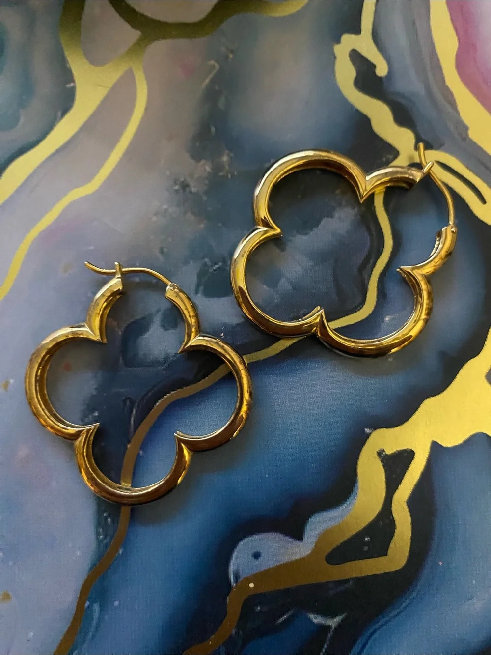 Heidi Klum Alhambra 925 Sterling Silver Gold Clover Quatrefoil Hoop Earrings